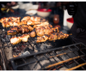 Zambian street food street meat being roasted