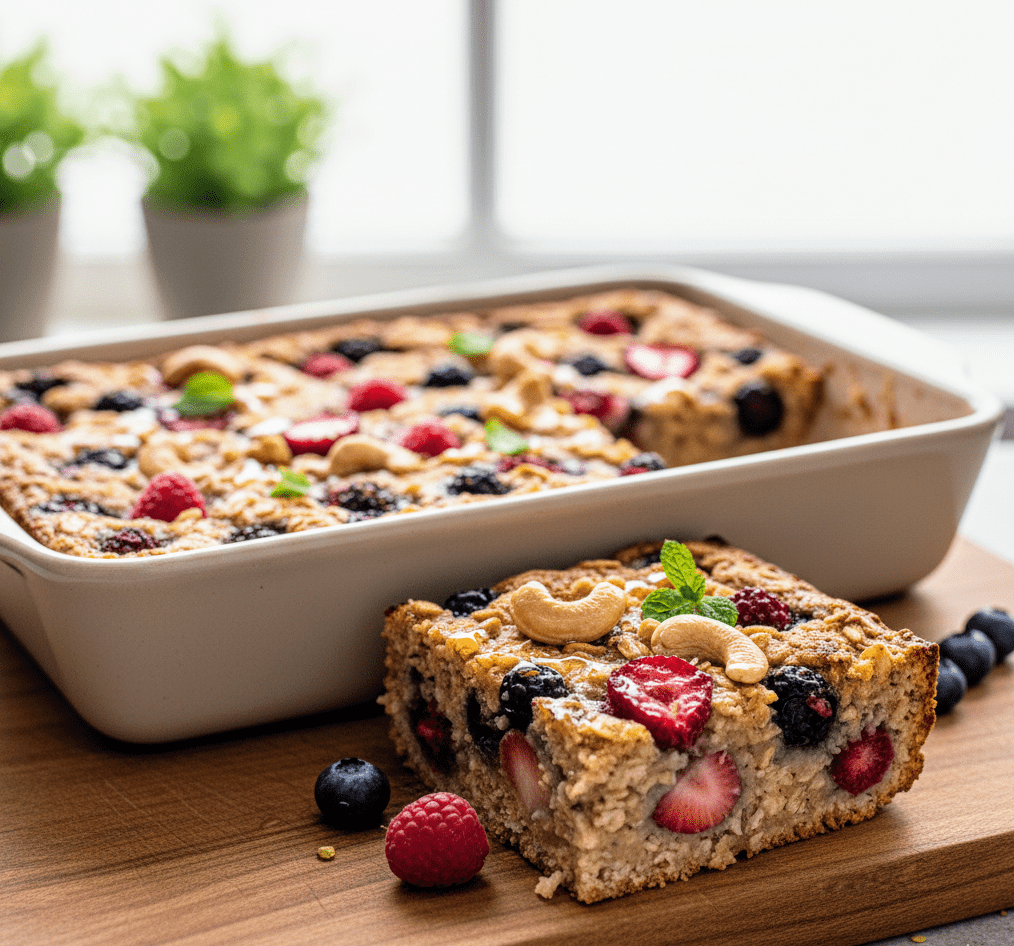 Baked Berry and Cashew Oatmeal